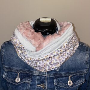 Tour de cou rose argent et mauve