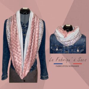 Tour de cou rose argent et mauve